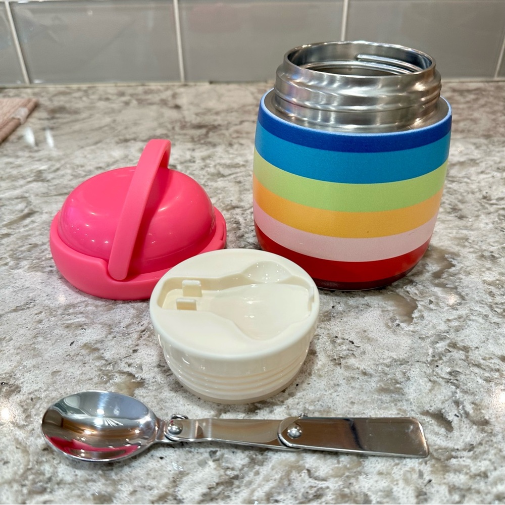 Colorful Insulated Food Jar with Spoon, Hot and Cold